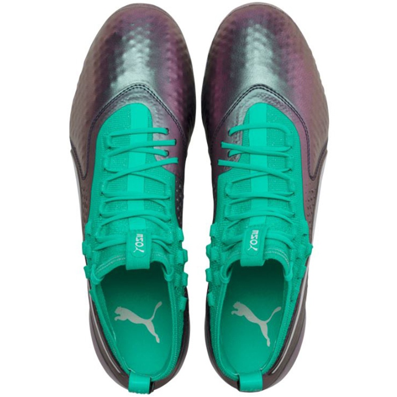 Puma One 1 Il Lth Fg Ag chaussures de football gris-vert 104925 01 rouge 1