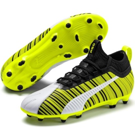 Puma One 5.3 Fg Ag Junior chaussures de football jaune-noir-blanc 105657 03 jaune, blanc, noir 4