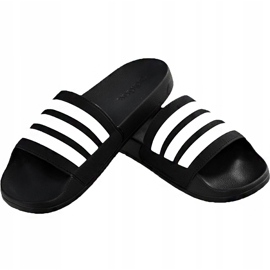 Chaussons Adidas Adilette Cloudfoam Plus Stripes noir AP9971 blanc 1