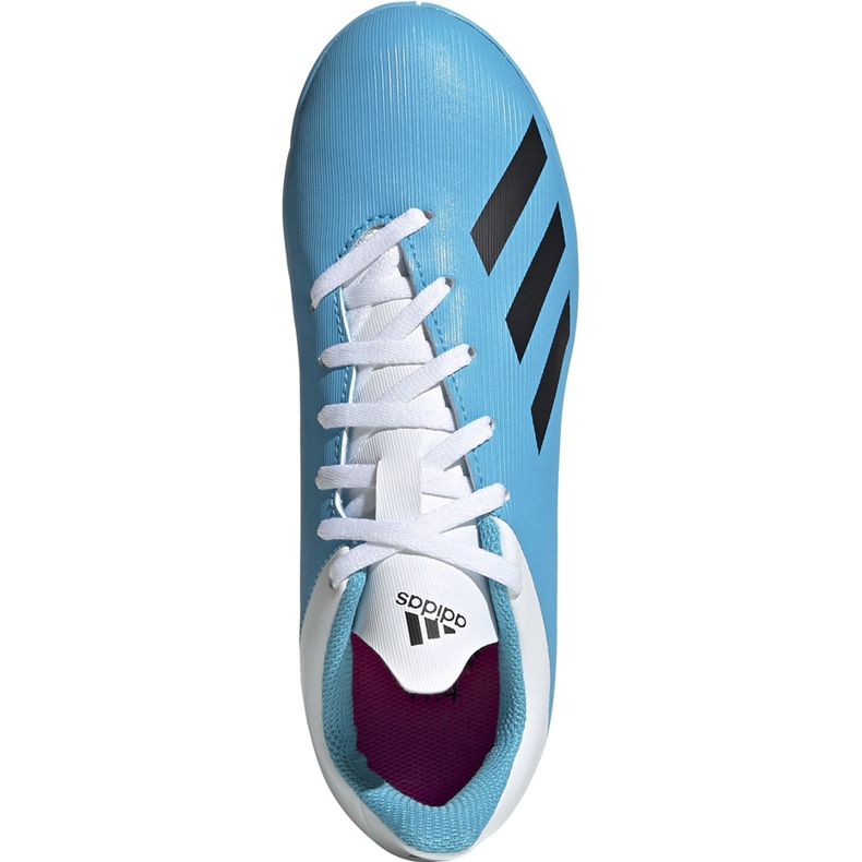 Chaussures de football adidas X 19.4 In Junior bleu et blanc F35352 1