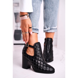 FB1 Bottines Femme À Talon Matelassé Avec Découpes Black Dreams noir 2