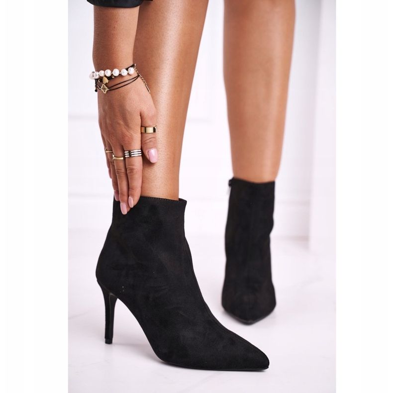 FB1 Bottines Femme À Talons Hauts En Daim Noir Beneco le noir 1