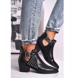 FB1 Bottes à Talons Hauts pour Femmes Boucle Noir Rontra 4