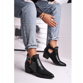 FB1 Bottes à Talons Hauts pour Femmes Boucle Noir Rontra 1