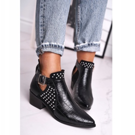 FB1 Bottes à Talons Hauts pour Femmes Boucle Noir Rontra 3