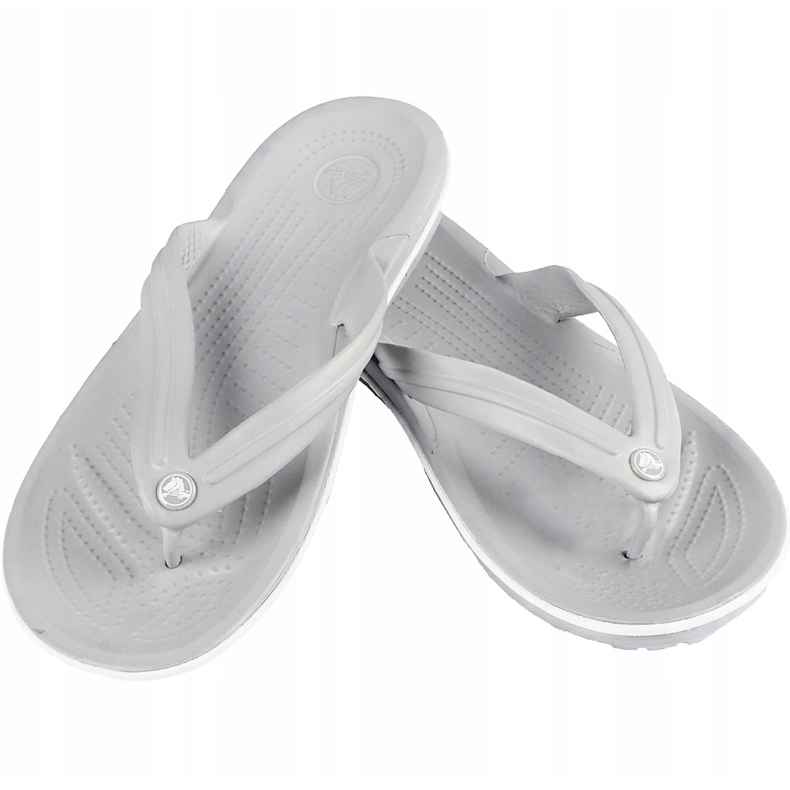 Chaussons Crocs Crocband Flip gris clair blanc 11033 00J 1 Chaussons Crocs Crocband Flip gris clair blanc 11033 00J 1