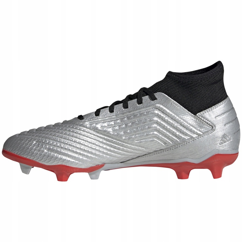 Chaussures de football adidas Predator 19.3 Fg argent F35595 rouge 1
