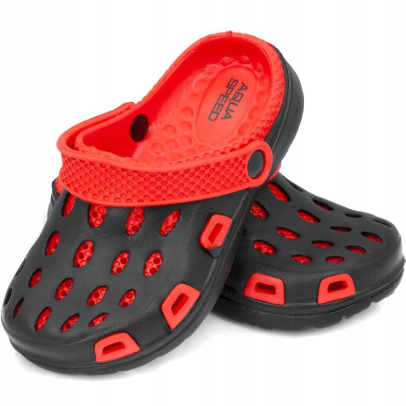 Chaussons de piscine pour enfants Aqua-speed Silvi, col 31, noir et rouge 1