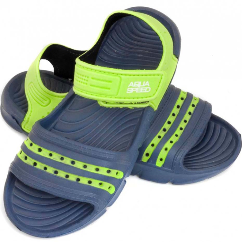 Chaussons de piscine Aqua-speed Noli pour enfants, coloris bleu marine et vert 48 1