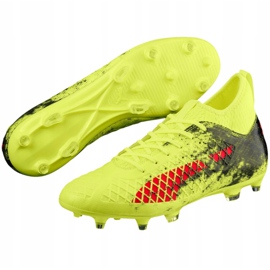 Puma Future 18.3 Fg Ag Fizzy chaussures de football jaune-noir 104328 01 vert vert 3
