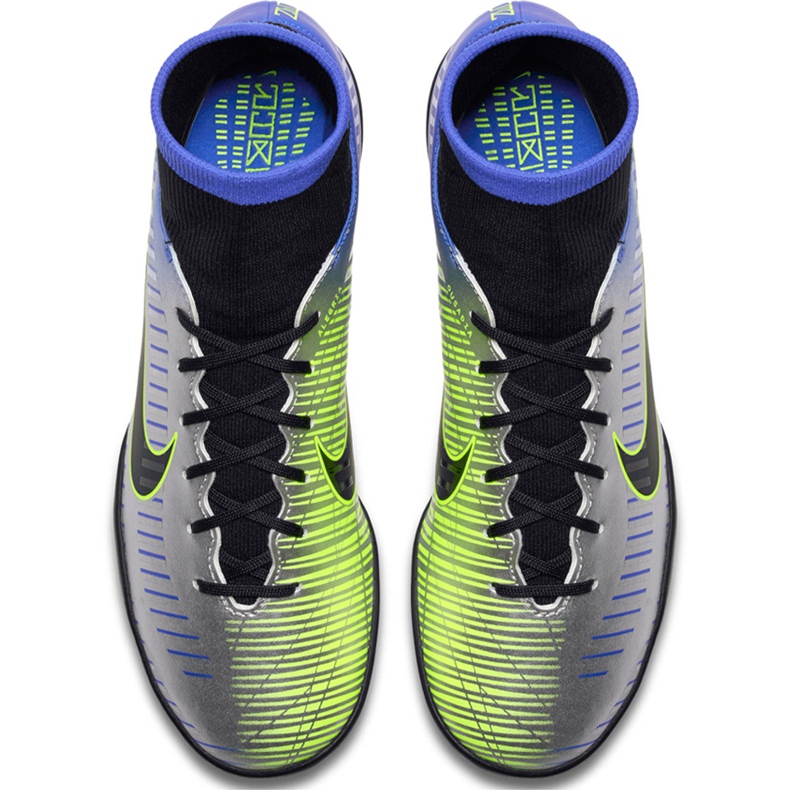 Chaussure de football Nike Mercurial X Victory 6 Df Neymar Tf 921514 407 vert, bleu, gris / argent bleu 1