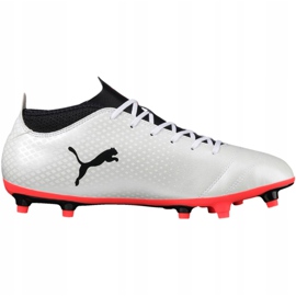 Chaussures de football Puma One 17.4 Fg blanc-noir-rouge 104075 01 multicolore blanche 1