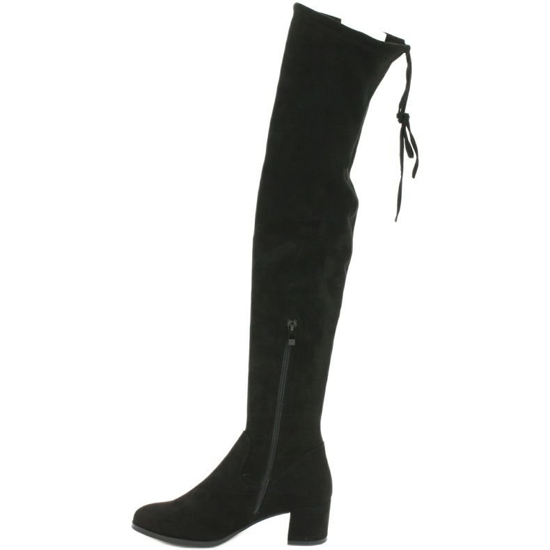 Bottines longues femme lycra daim Sergio Leone KZ281 noir 2