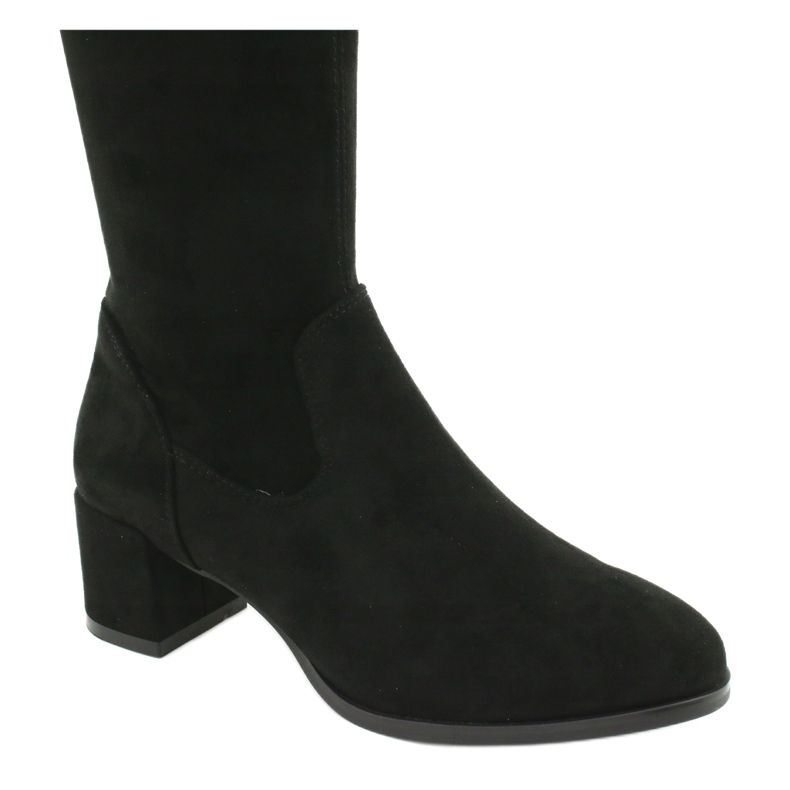 Bottines longues femme lycra daim Sergio Leone KZ281 noir 3