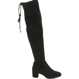 Bottines longues femme lycra daim Sergio Leone KZ281 noir 1