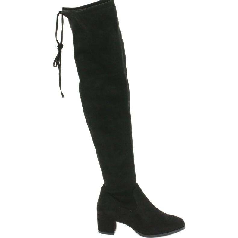 Bottines longues femme lycra daim Sergio Leone KZ281 le noir 1