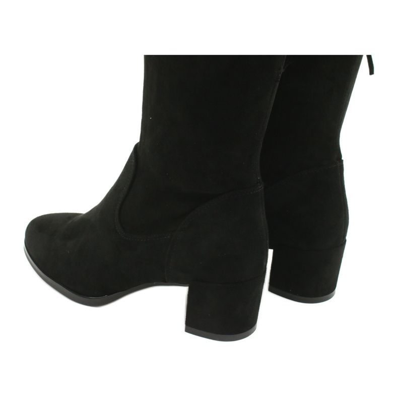 Bottines longues femme lycra daim Sergio Leone KZ281 noir 5