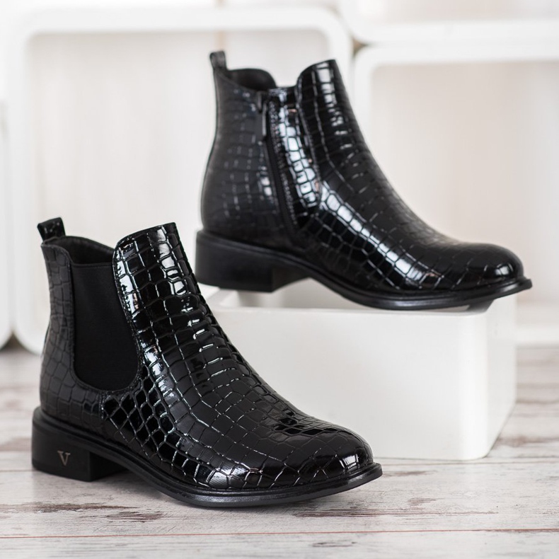 Filippo Bottines Chelsea Laquées noir 1