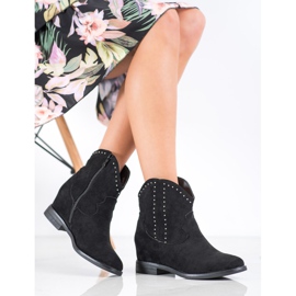 Ideal Shoes Cowgirls noires à la mode 1