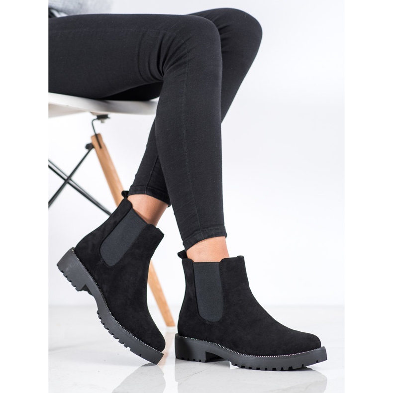 Bello Star Bottines Chelsea en daim noir 1