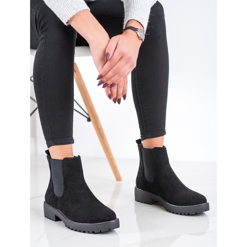 Bello Star Bottines Chelsea en daim le noir 2