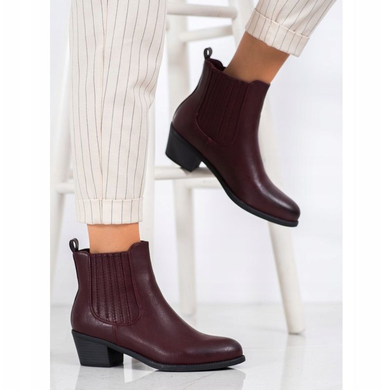 Ideal Shoes Bottes à enfiler classiques rouge 1 Ideal Shoes Bottes à enfiler classiques rouge 1