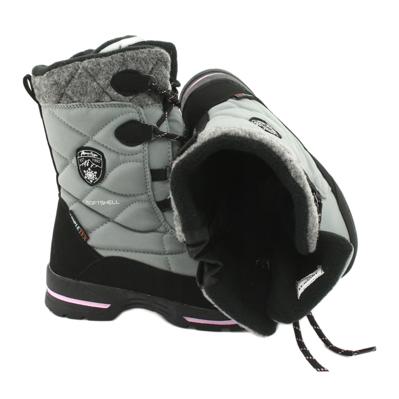 American Club Bottes de neige softshell avec membrane américaine SN19/20 noir rose gris 4