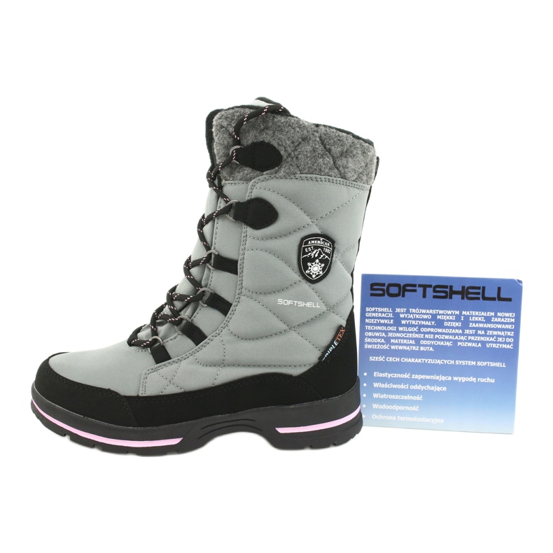 American Club Bottes de neige softshell avec membrane américaine SN19/20 noir rose gris 5