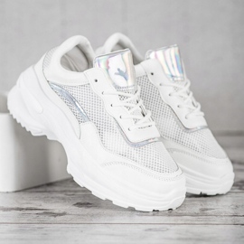 SHELOVET Baskets blanches à la mode argent 3
