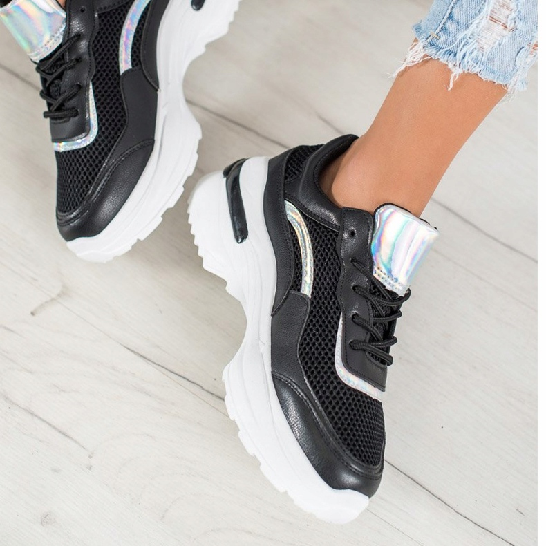 SHELOVET Baskets noires à la mode blanc 2