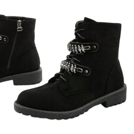 Bottines noires à rayures décoratives Ginoraya 1