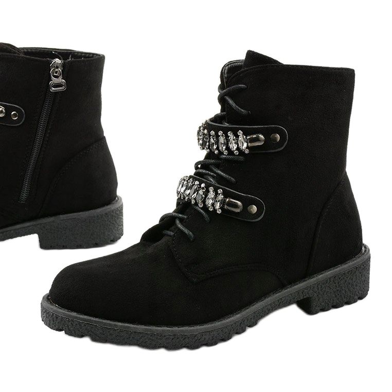 Bottines noires à rayures décoratives Ginoraya le noir 1