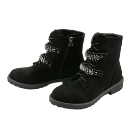 Bottines noires à rayures décoratives Ginoraya 2