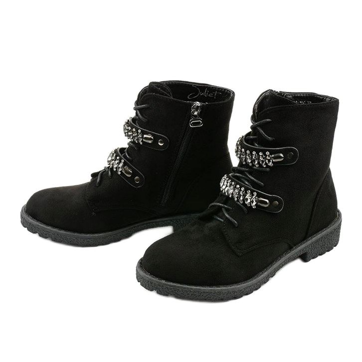 Bottines noires à rayures décoratives Ginoraya 2