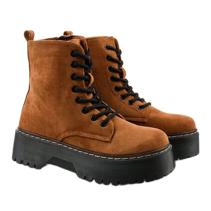 Bottines à lacets en daim marron Cataela brun 2