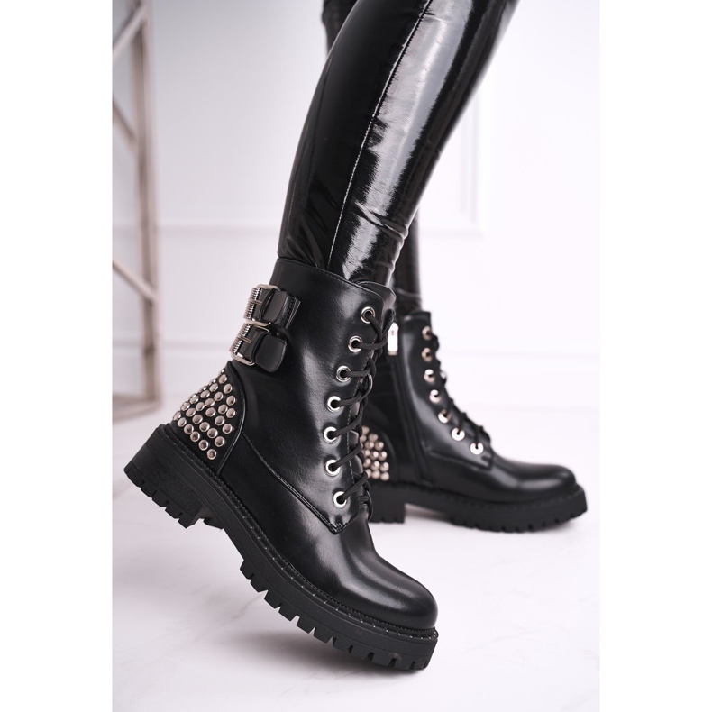 FRGIV Bottines Femme Avec Strass Noir Feel Your Touch 2
