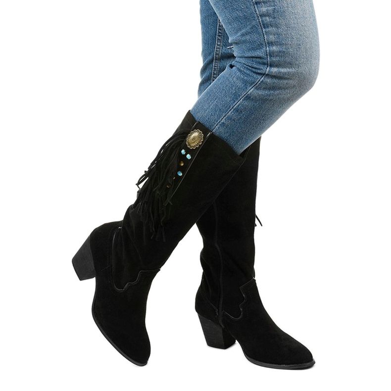 Bottines santiags en daim noir Lamimeila 1