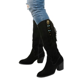 Bottines santiags en daim noir Lamimeila le noir 2