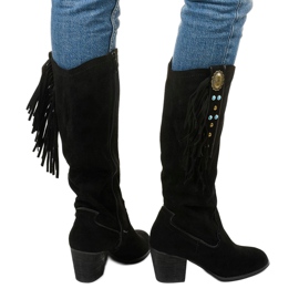 Bottines santiags en daim noir Lamimeila le noir 3
