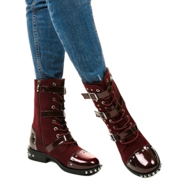 Boots bordeaux à clous Onreal rouge 1