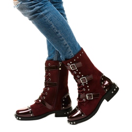 Boots bordeaux à clous Onreal rouge 2