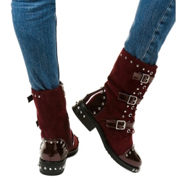 Boots bordeaux à clous Onreal rouge 3