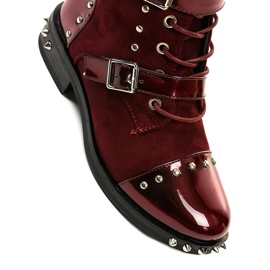 Boots bordeaux à clous Onreal rouge 4