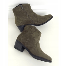 Bottines vertes à talons bas vert 99-63 Army Green 1