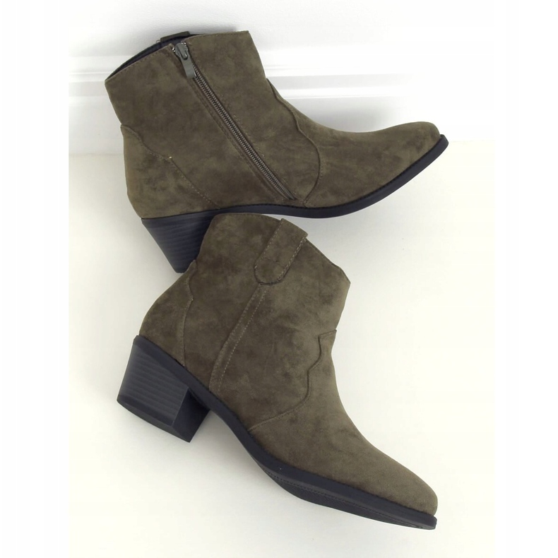 Bottines vertes à talons bas vert 99-63 Army Green 1