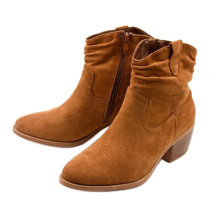 Bottes de cowboy en daim marron avec une fermeture éclair Slatemark brun 2