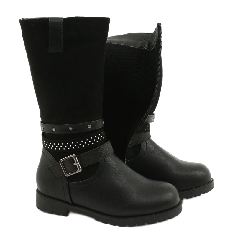 Bottes noires pour filles avec zircones cubiques Evento 20DZ60-3229 3