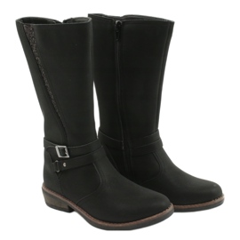 American Club Bottines longues à paillettes noires américaines GC24/20 3