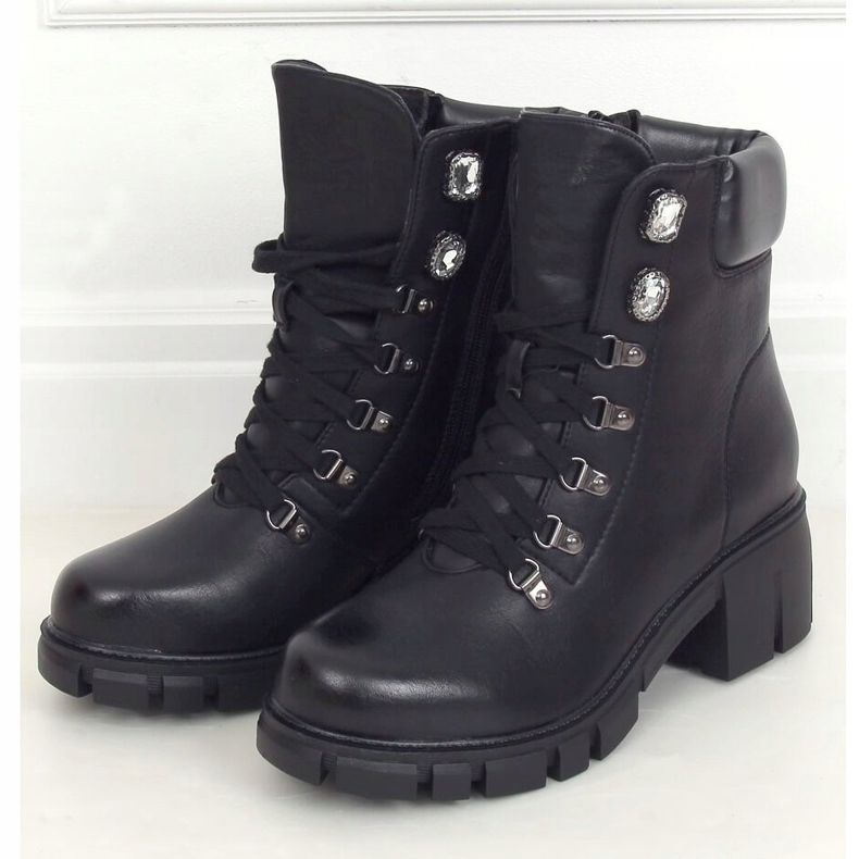 Noir TX-1870 Bottines noires à semelle haute 1