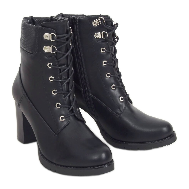 Bottines bois à talons noires BH2567-KB Noir 1